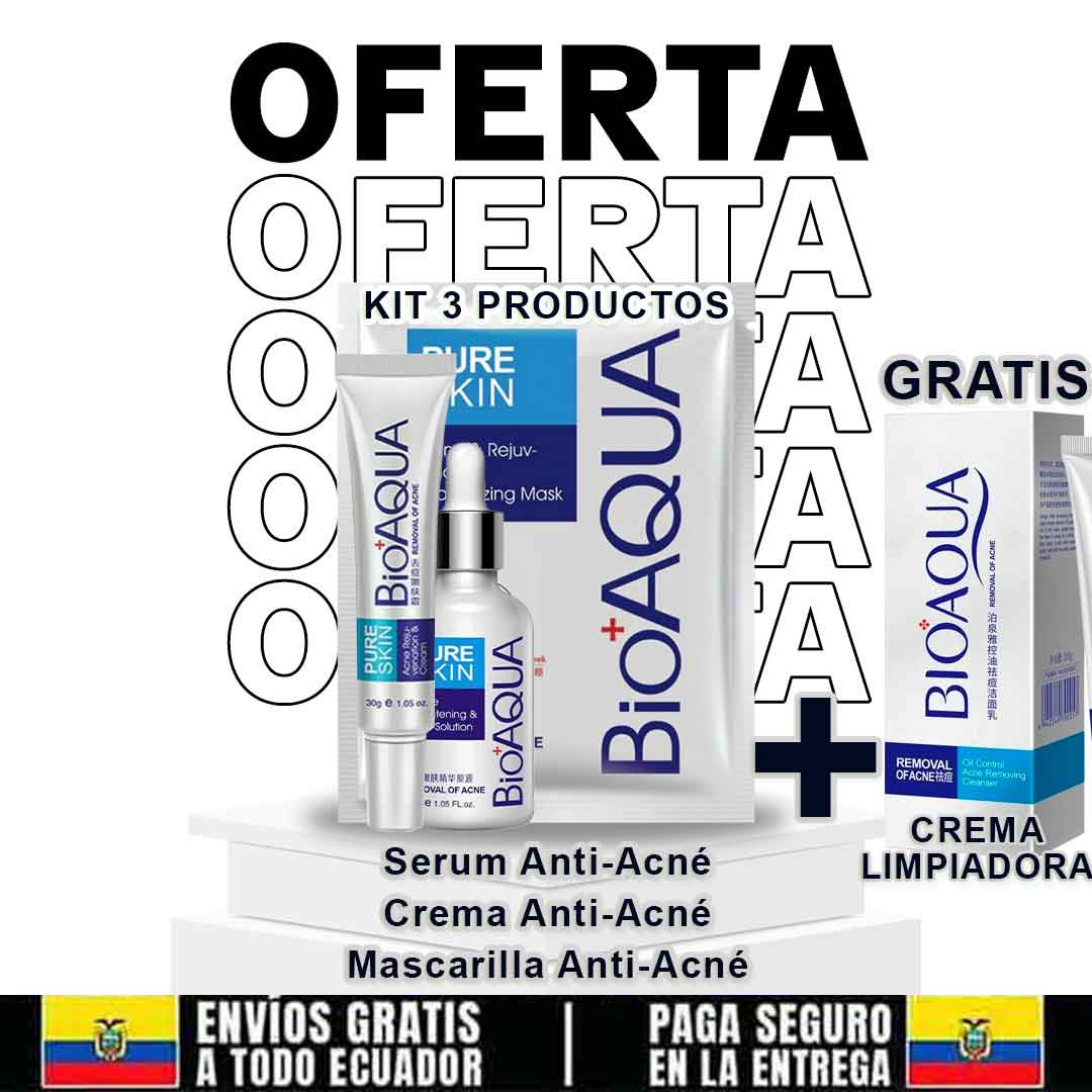 Kit 4X1 Anti Ácne, Secuelas, Manchas, Grasa de BIOAQUA + Envío Gratis