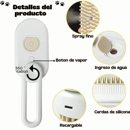 Cepillo Vapor 3 en 1  Quita Pelos - Pet Brush 🧼