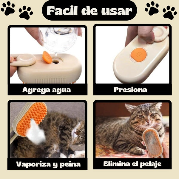 Cepillo Vapor 3 en 1  Quita Pelos - Pet Brush 🧼