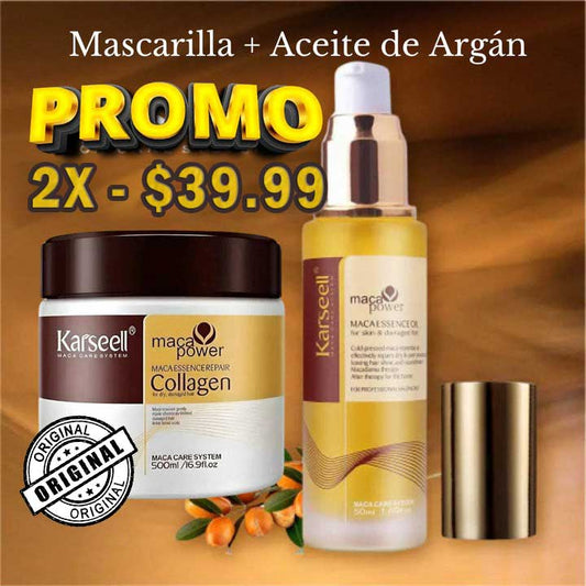 KIT 2 EN 1 - BOTOX CAPILAR + ACEITE ARGAN (ORIGINAL) + ENVIO GRATIS