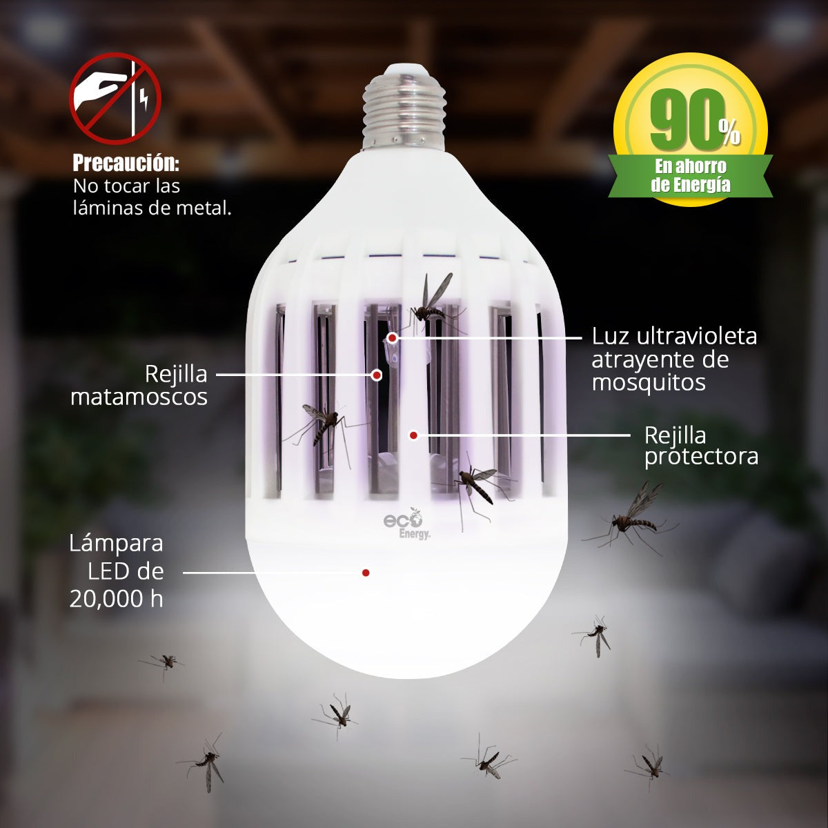 Foco Led Mata Mosquito + Repelente